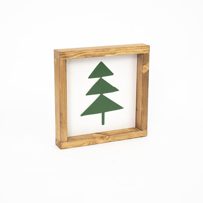 Tavoletta con cornice vera in legno Albero Natale