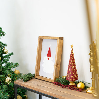 Tavoletta con cornice vera in legno Babbo Natale