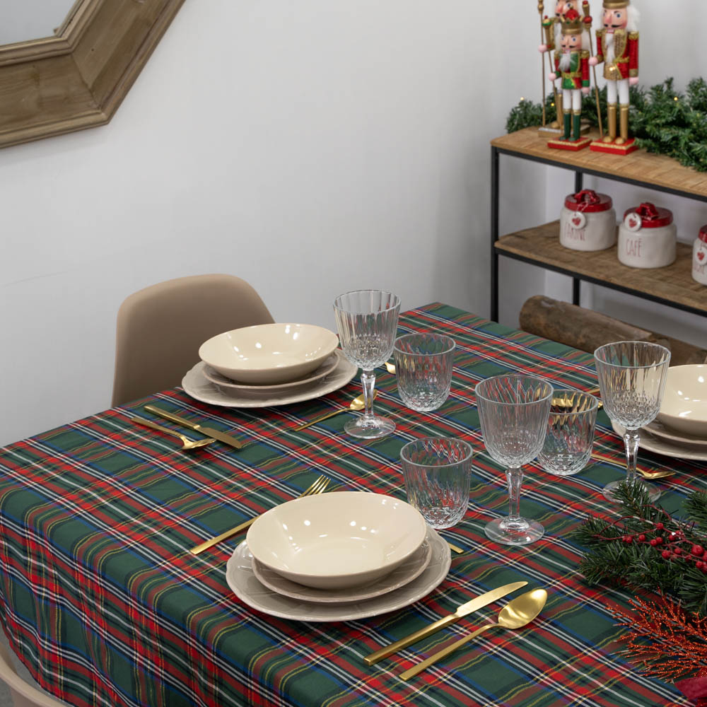 Green tartan tablecloth