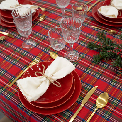 Tovaglia tartan Rosso con filo oro