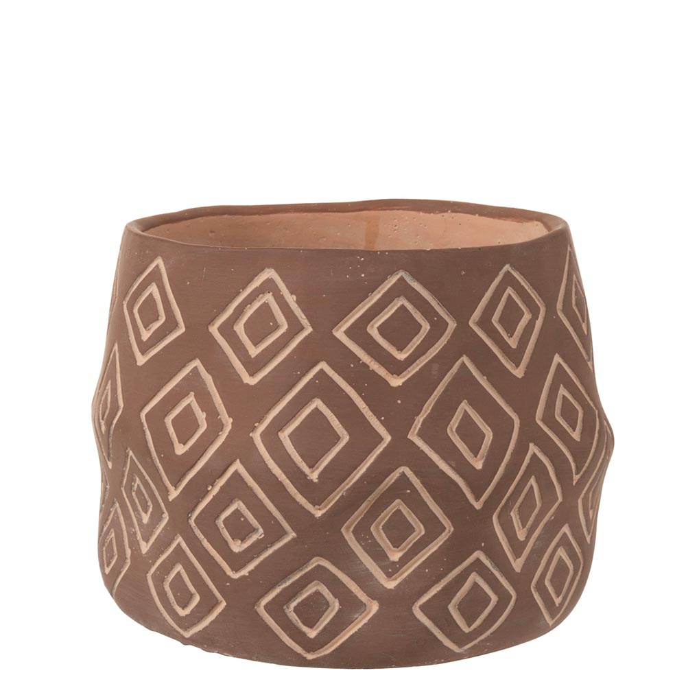 Square Pot Holder Cement Brown/Beige