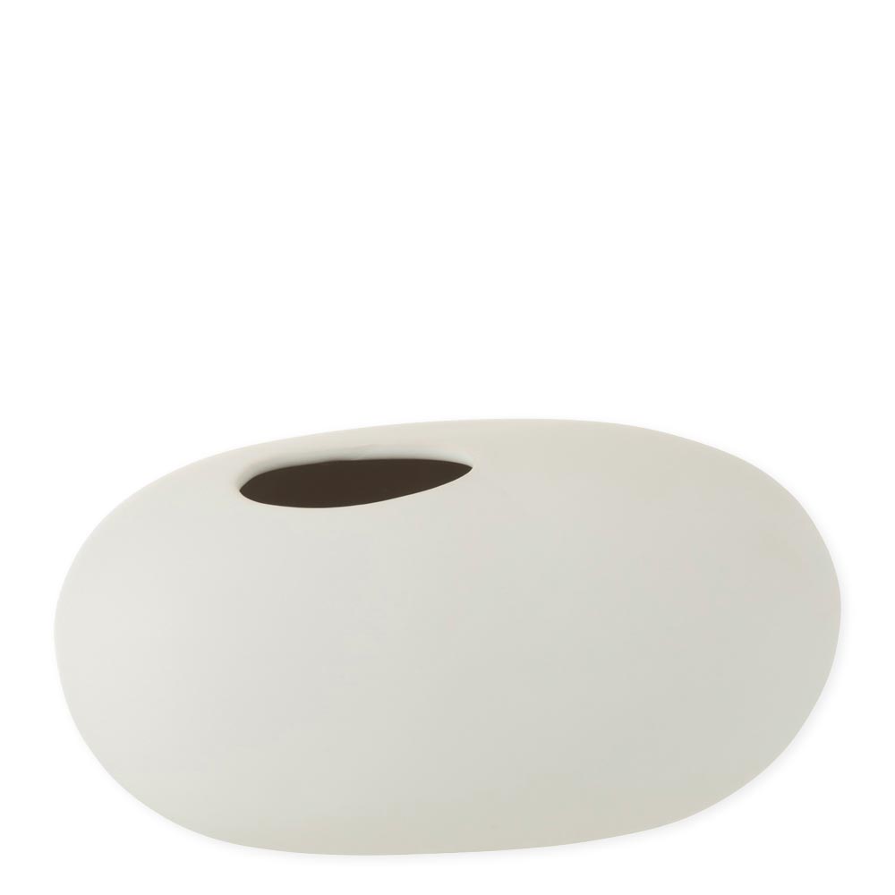 Oval vase in matt white ceramic