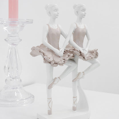 Two ballerinas in pink and white resin