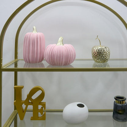 Pink ceramic pumpkin with velvet effect