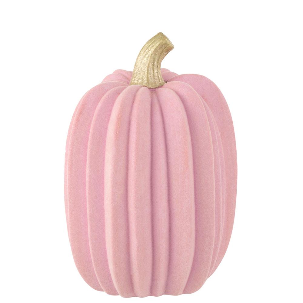 Pink ceramic pumpkin with velvet effect