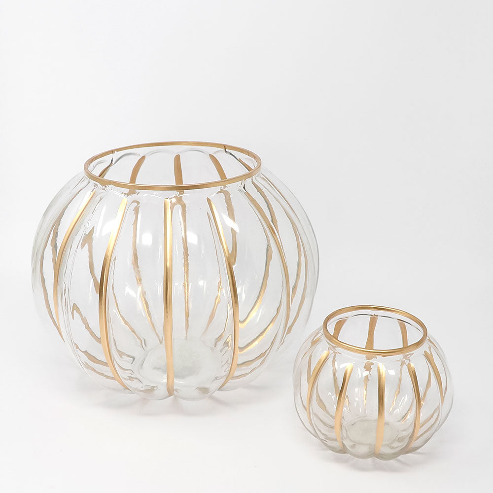 Gold glass ball candle holder