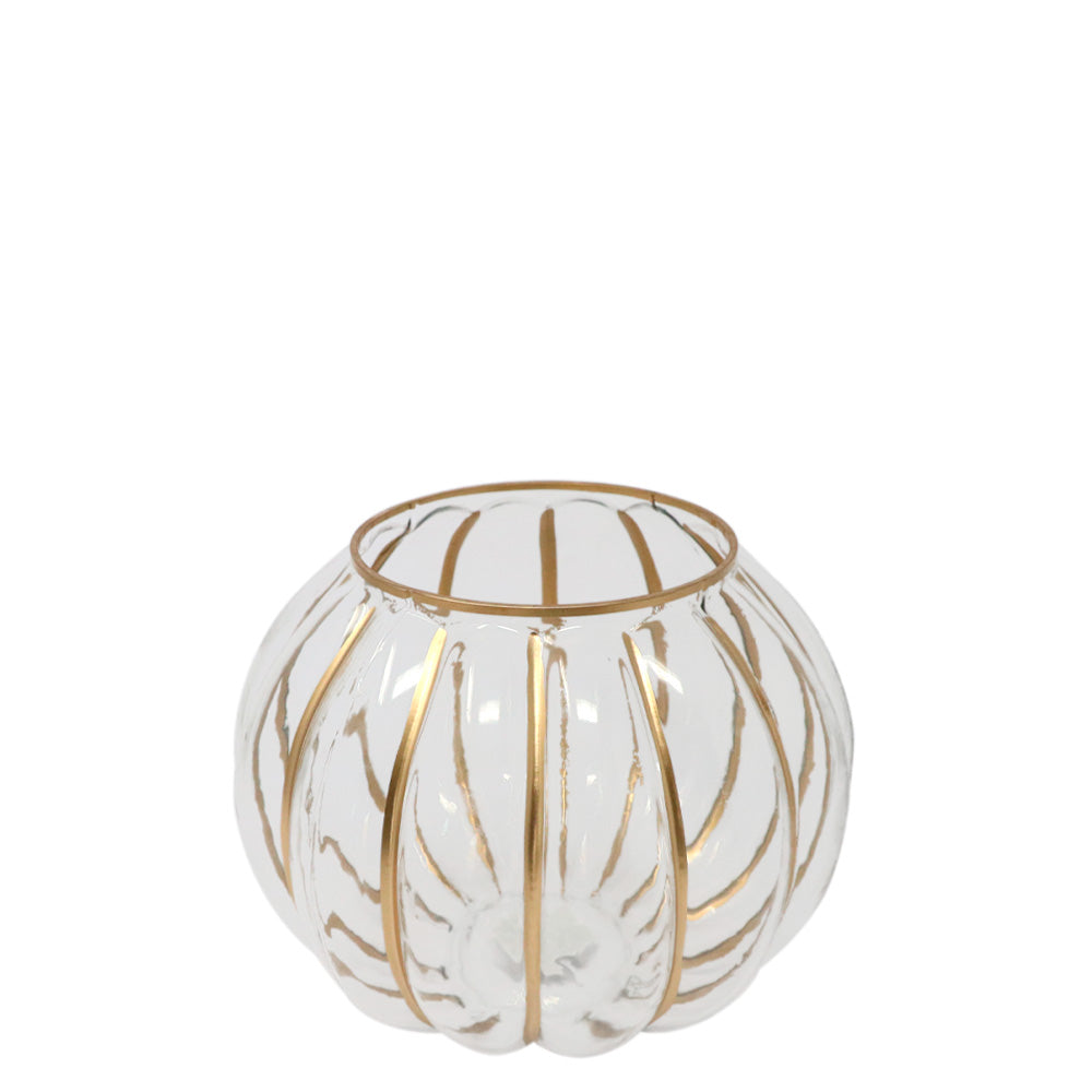 Gold glass ball candle holder