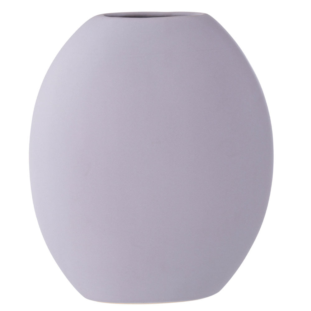 Oval Flat Ceramic Vase Light Mauve