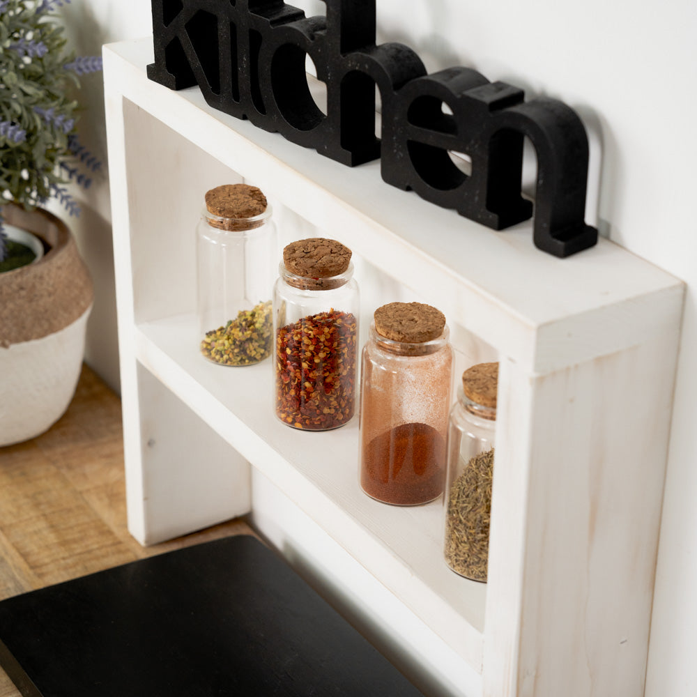 Wooden splashback shelf