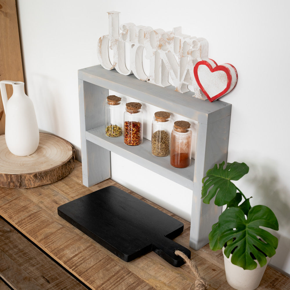 Wooden splashback shelf