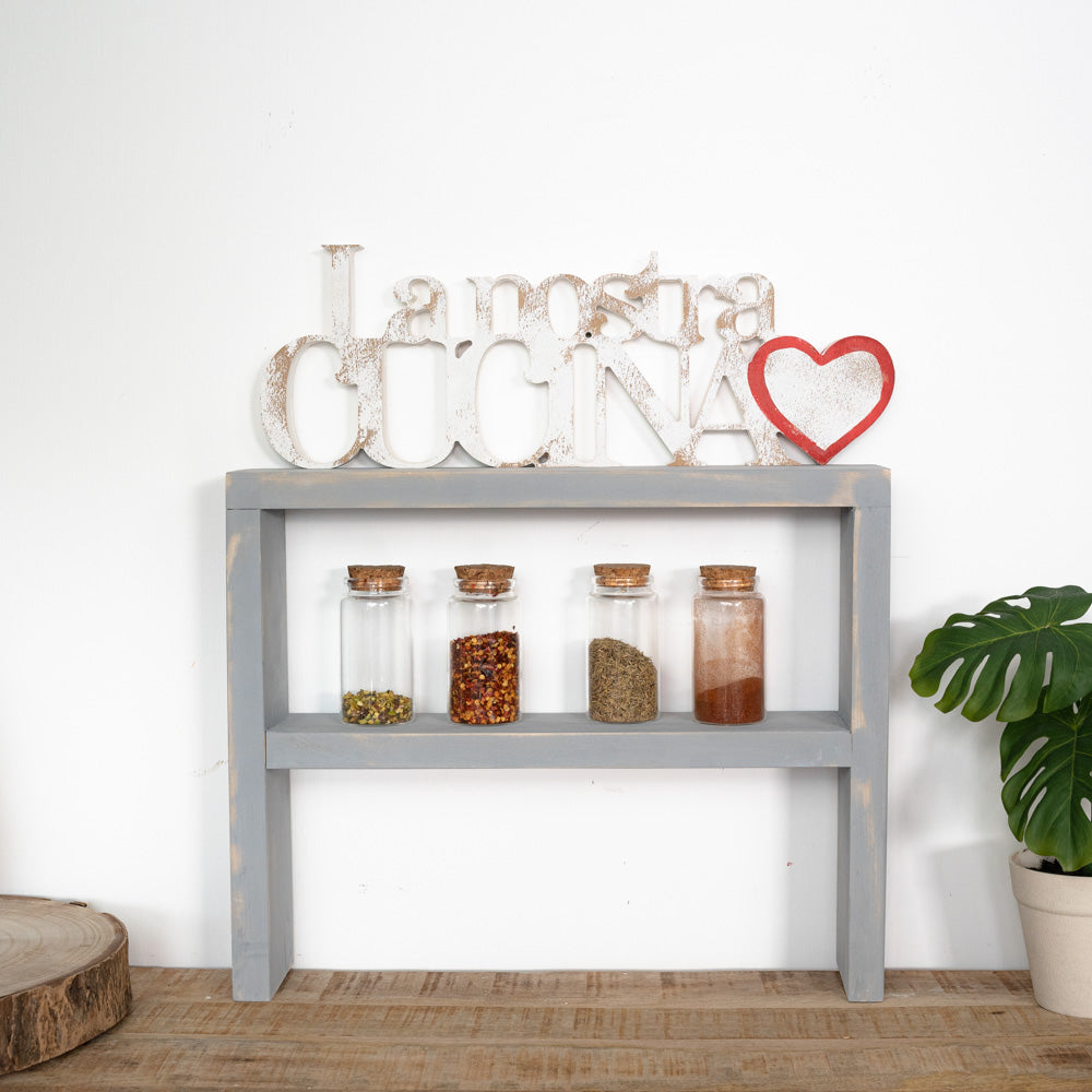 Wooden splashback shelf