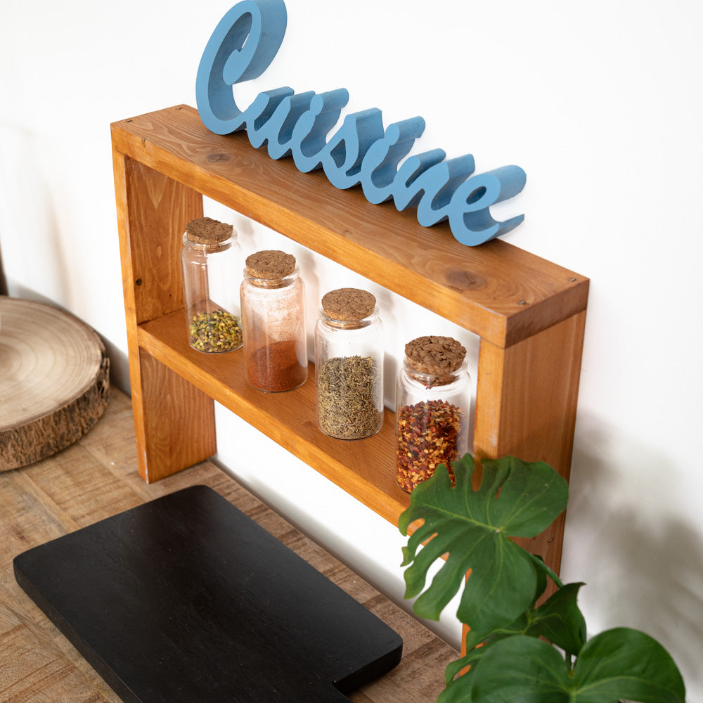 Wooden splashback shelf