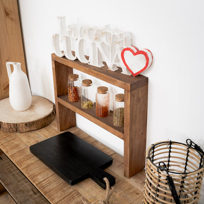 Wooden splashback shelf