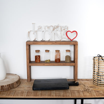 Wooden splashback shelf