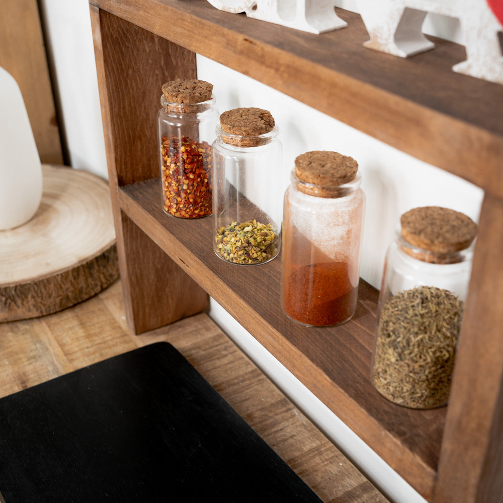 Wooden splashback shelf