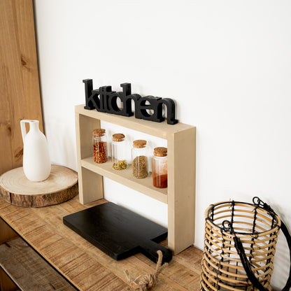 Wooden splashback shelf