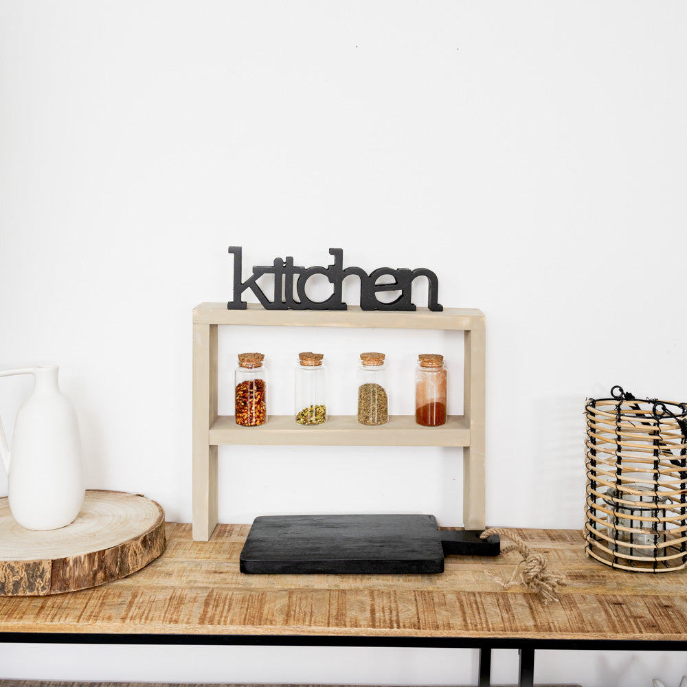 Wooden splashback shelf