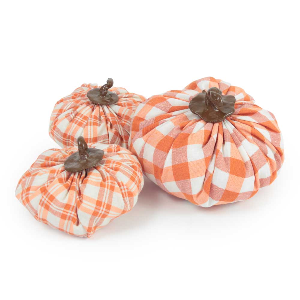 Orange fabric pumpkin set 3pcs