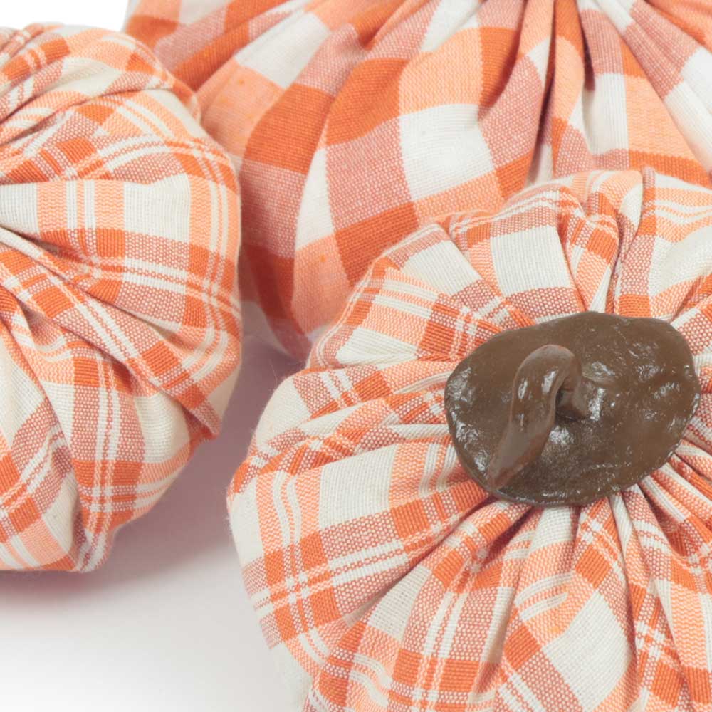 Orange fabric pumpkin set 3pcs