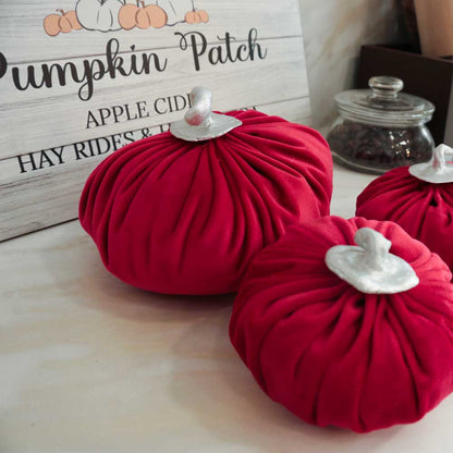 Set of 3pcs Red Velvet Pumpkins