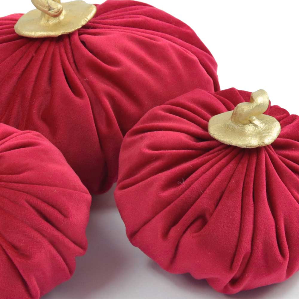 Set of 3pcs Red Velvet Pumpkins