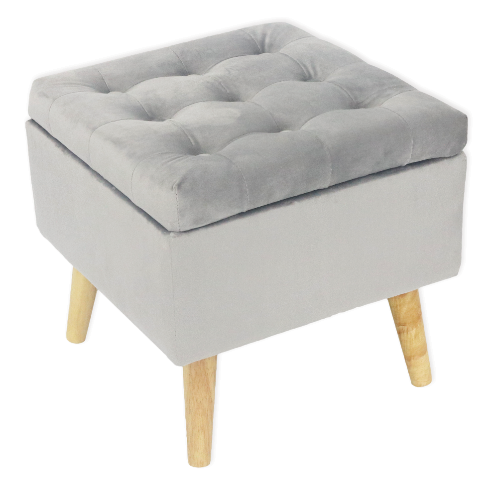 Pouf contenitore in velluto "Amad" Grigio