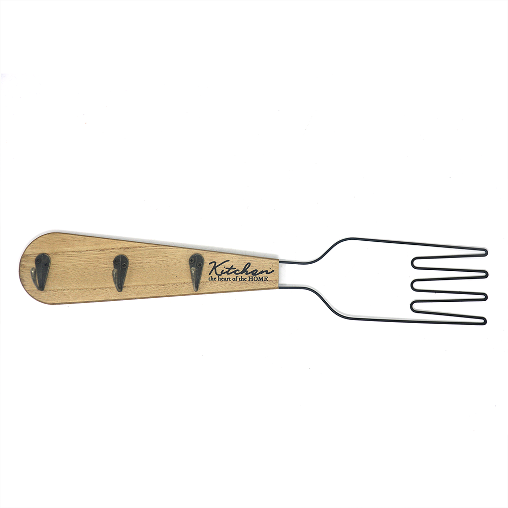 Fork-shaped wooden kitchen hanger