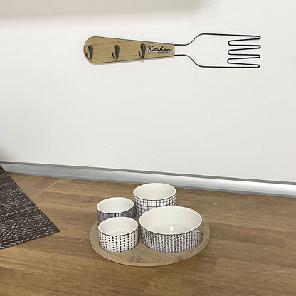 Fork-shaped wooden kitchen hanger