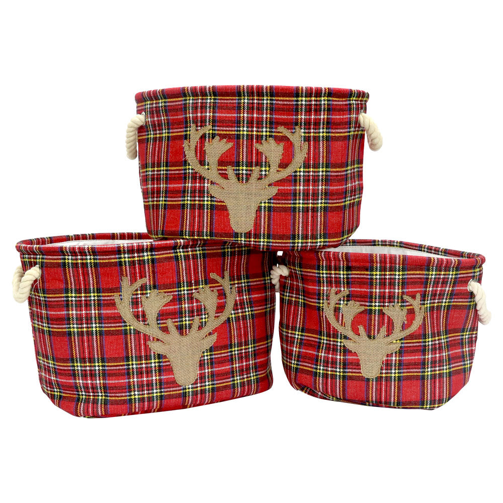 Set of 3 Tartan Oval Containers