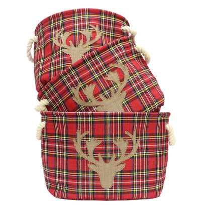 Set of 3 Tartan Oval Containers