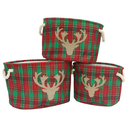 Set of 3 Tartan Oval Containers