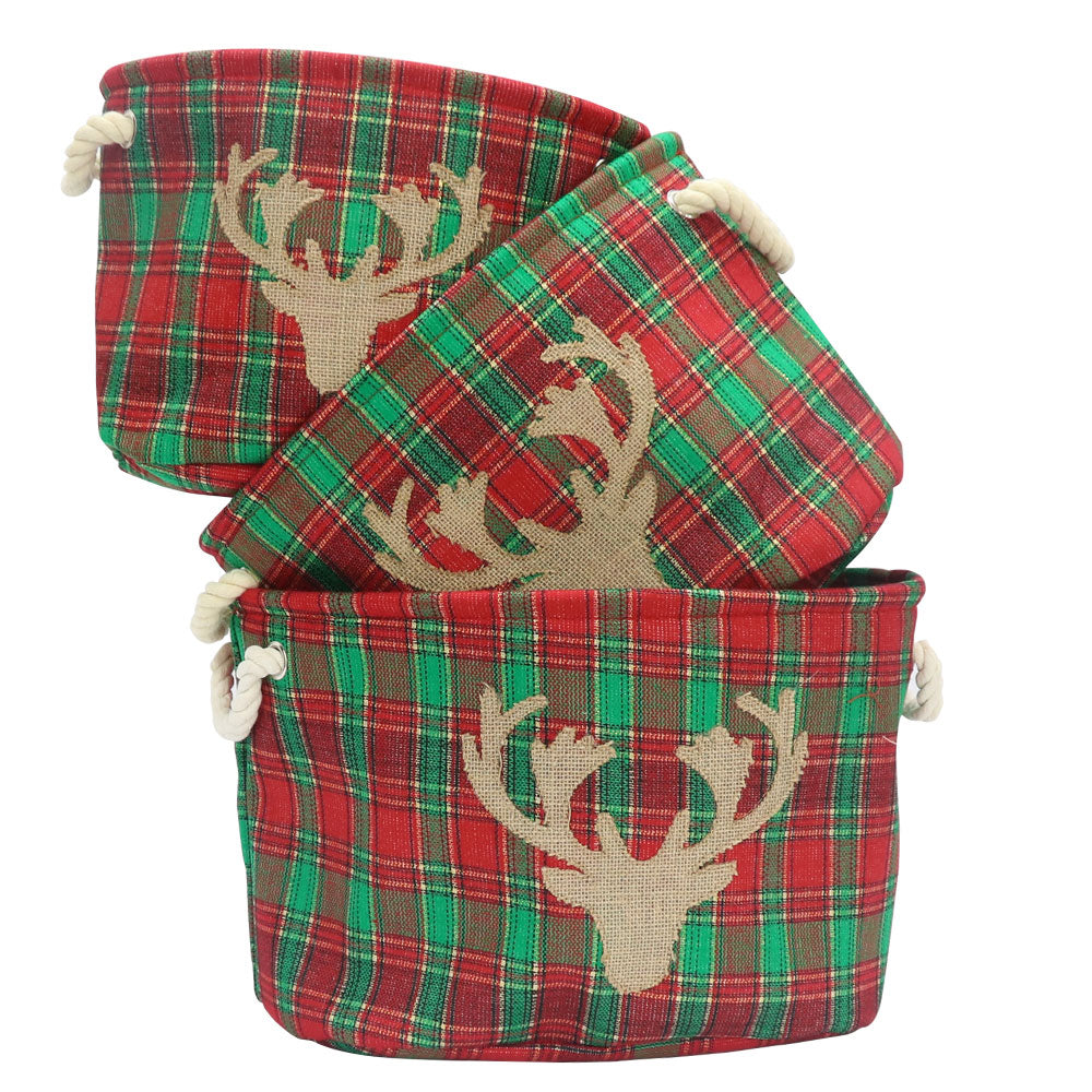 Set of 3 Tartan Oval Containers