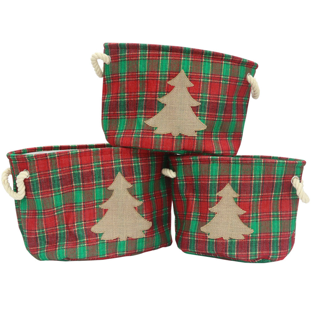 Set of 3 Tartan Oval Containers