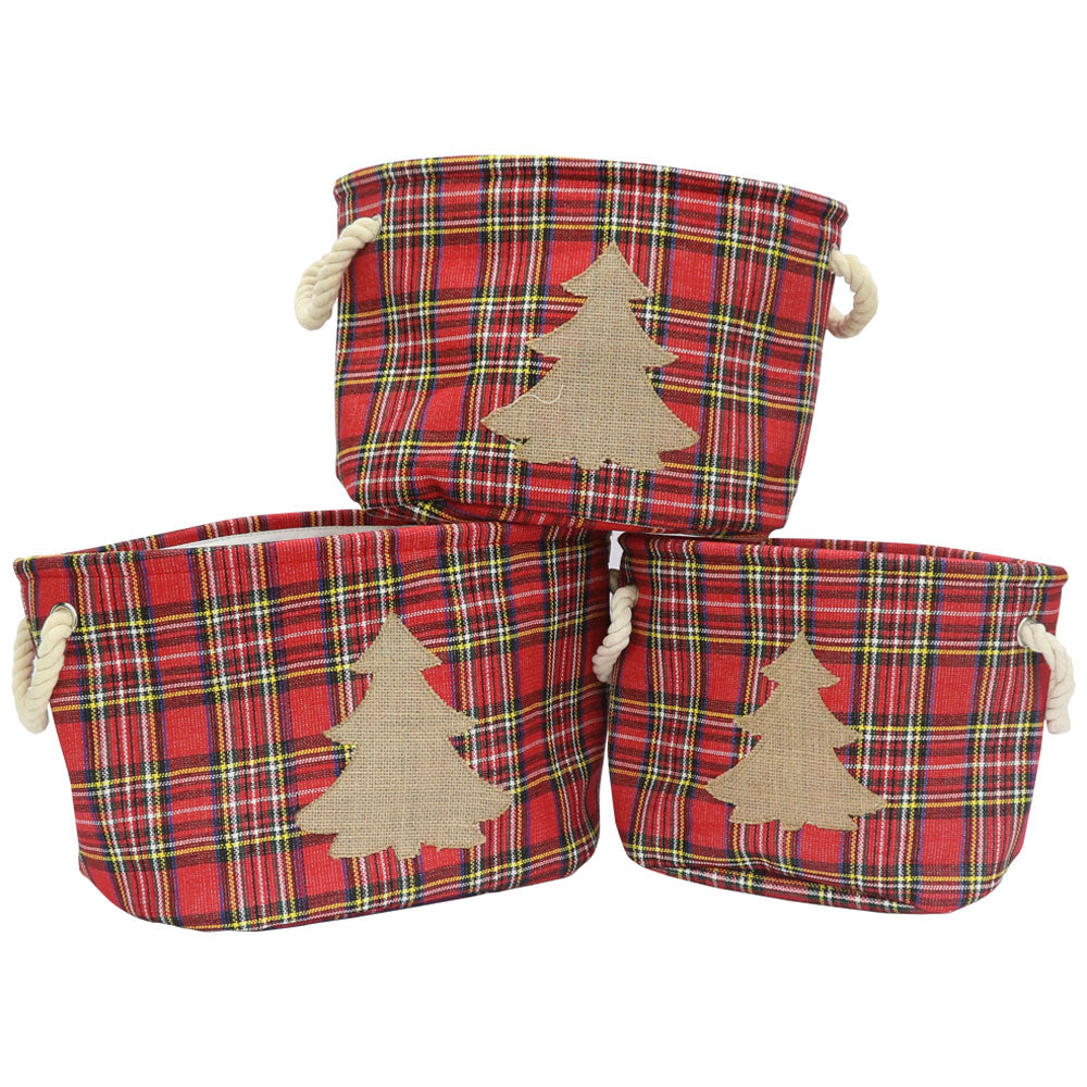 Set 3 contenitori Ovali Tartan