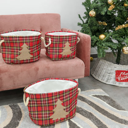 Set of 3 Tartan Oval Containers