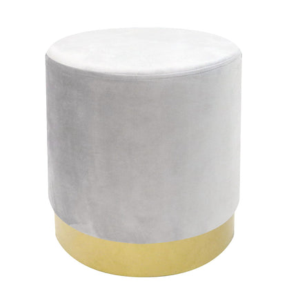 Pouf tondo in velluto Grigio Chiaro