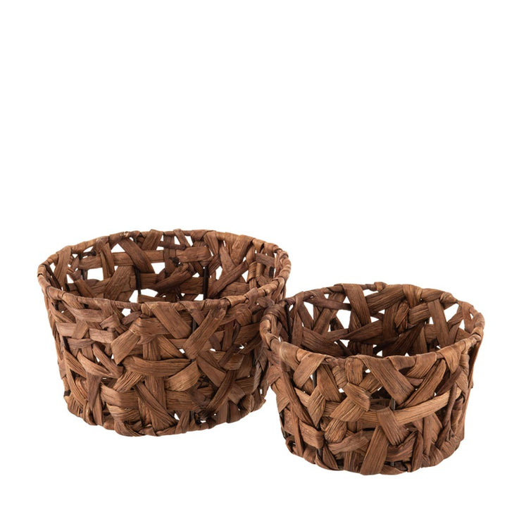 Set of 2 Round Rattan Baskets