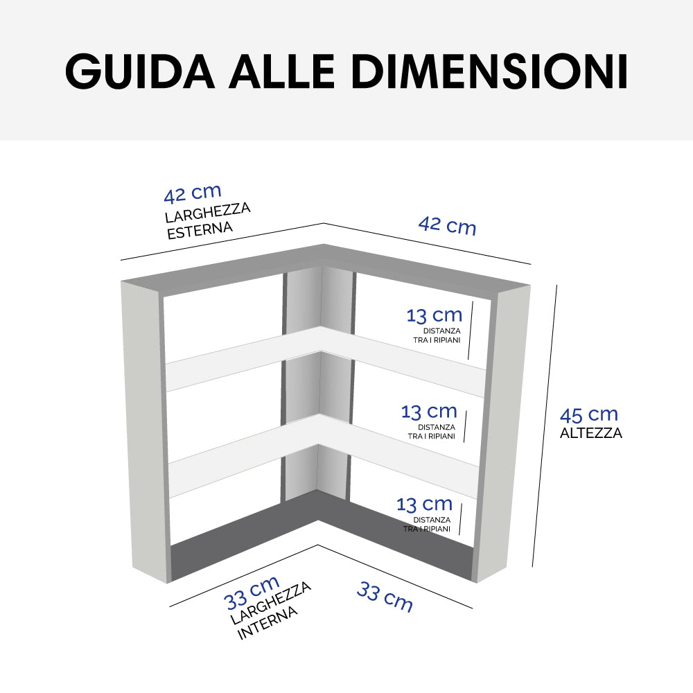 Angolare alzatina 2 ripiani