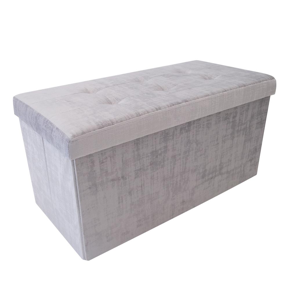 Pouf Contenitore in velluto Grigio chiaro