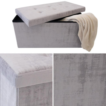 Pouf Contenitore in velluto Grigio chiaro