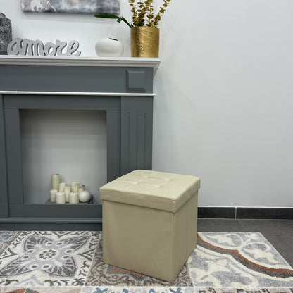 Pouf Contenitore Ecopelle Beige