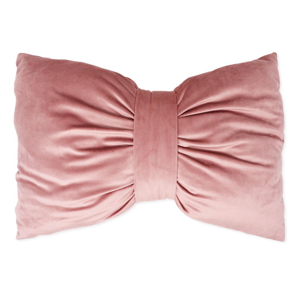 Bow cushion in Antique Pink velvet