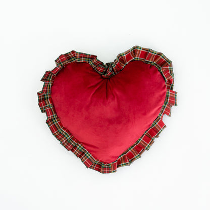 Cuscino Cuore Velluto con bordo Tartan