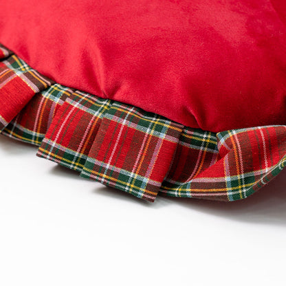 Velvet Heart Cushion with Tartan border