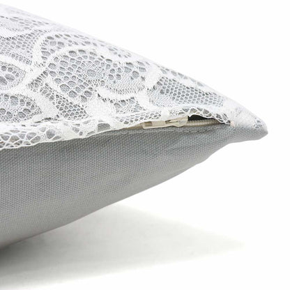 Cushion with embroidered lace Grey