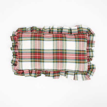 Tartan Rectangular Cushion with Ruffles