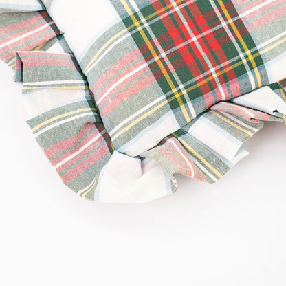 Tartan Rectangular Cushion with Ruffles