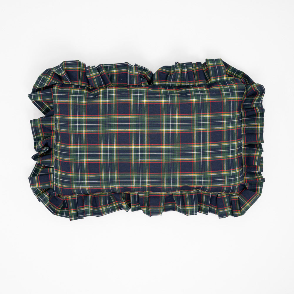 Tartan Rectangular Cushion with Ruffles