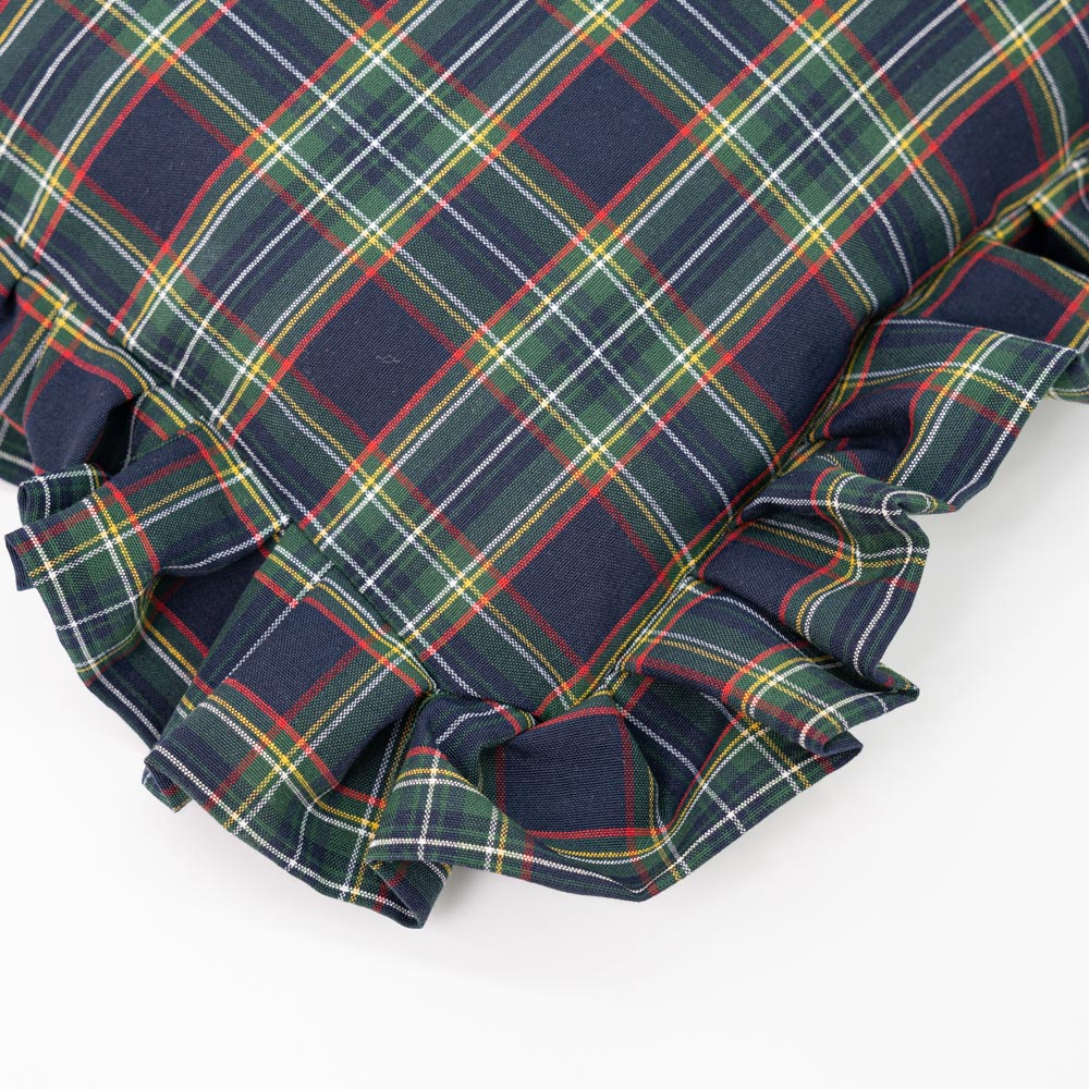 Tartan Rectangular Cushion with Ruffles