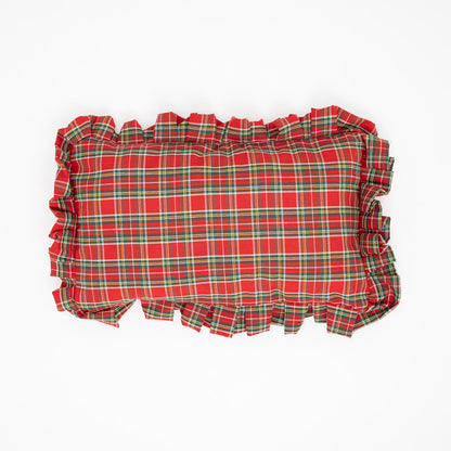 Tartan Rectangular Cushion with Ruffles